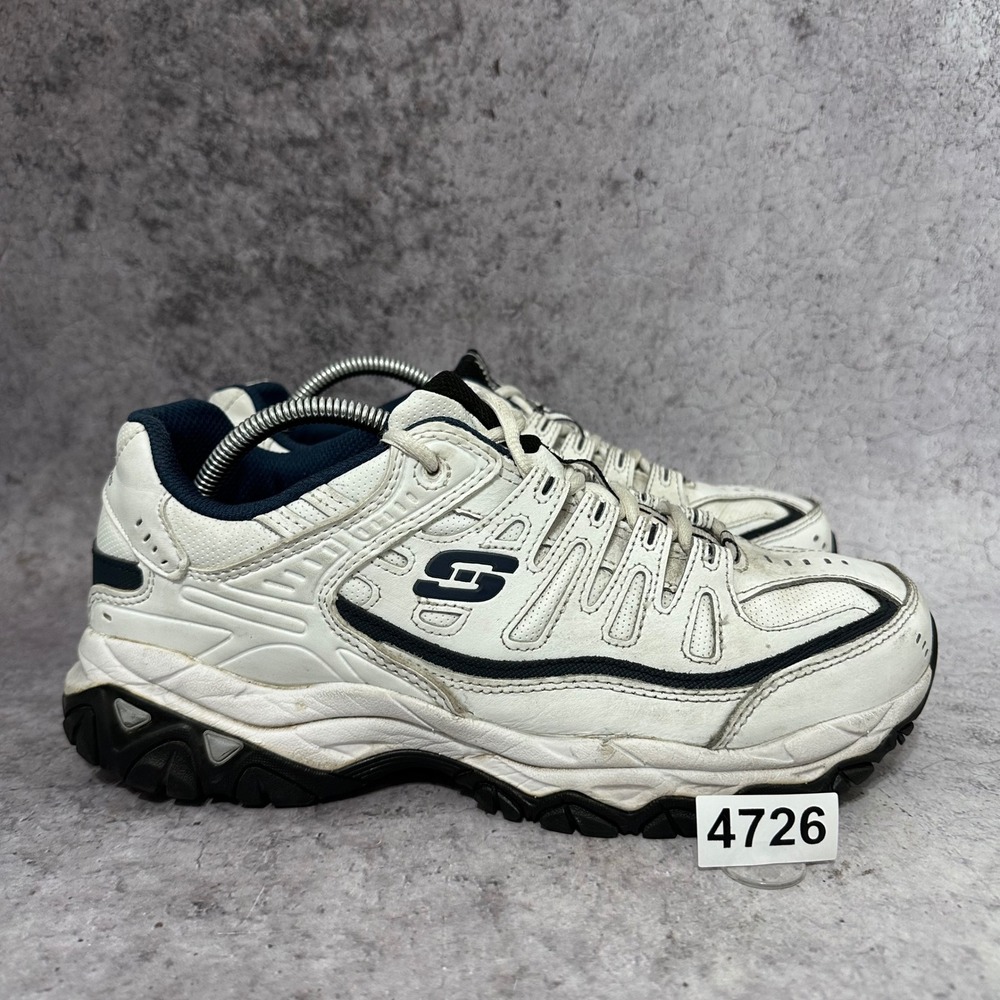 Skechers After Burn Sneakers Mens 9.5 White Navy Training Shoes 50127 Chunky